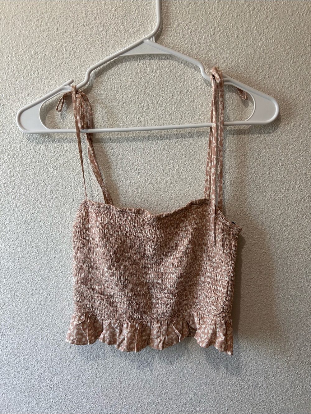 Smocked Tie-Shoulder Crop Top